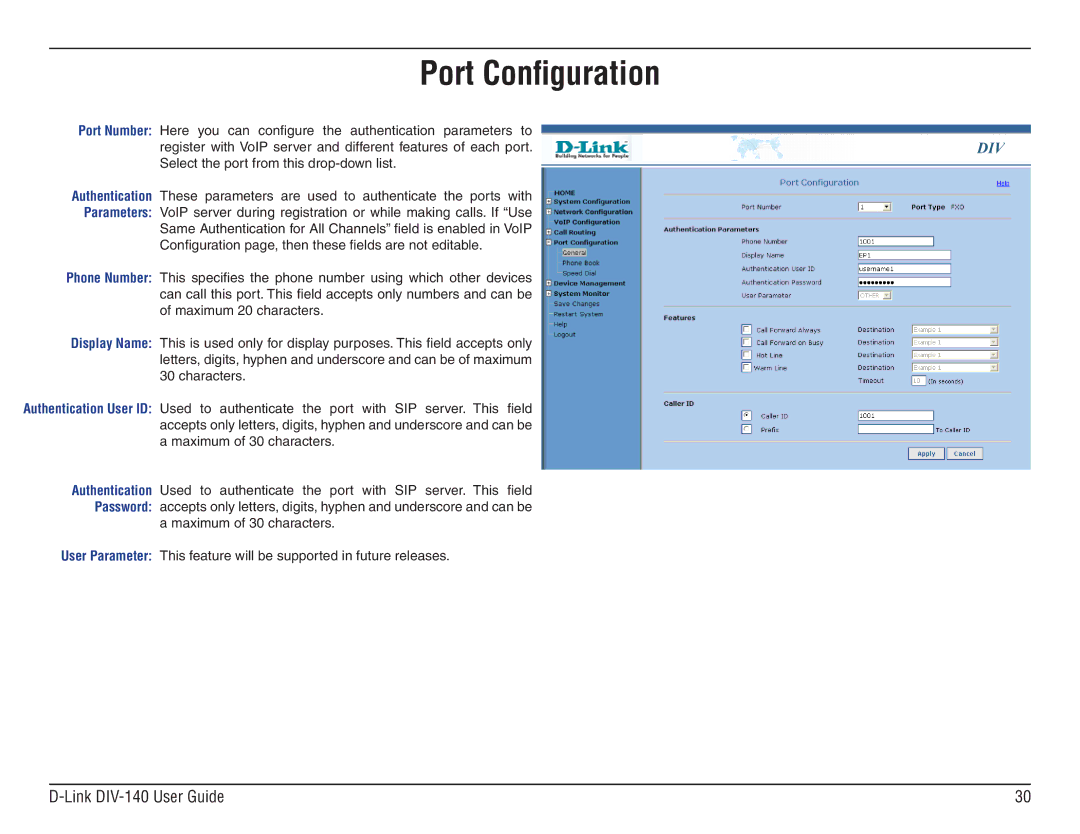 D-Link DIV-140 manual Port Configuration 