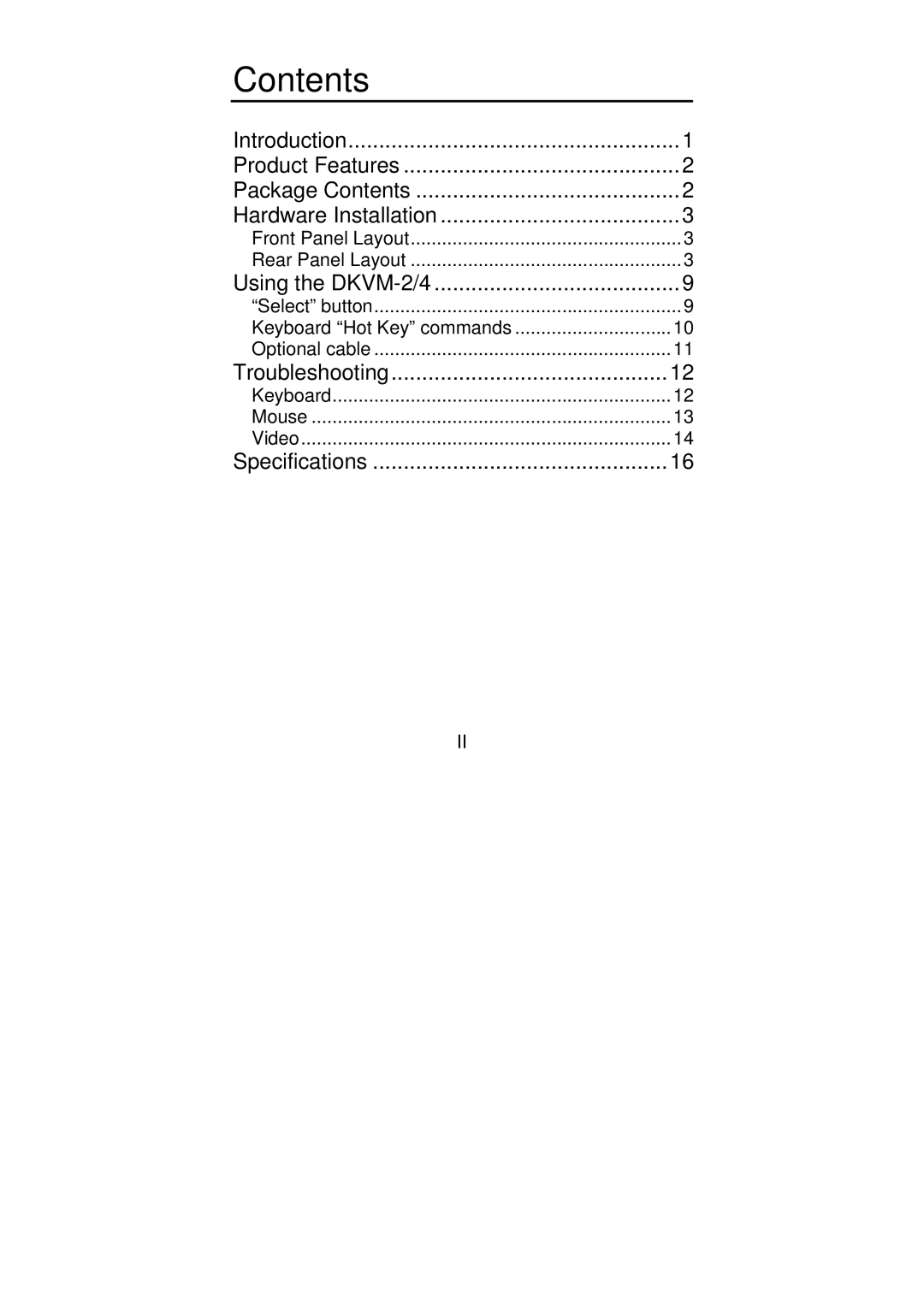 D-Link DKVM-2/4 user manual Contents 