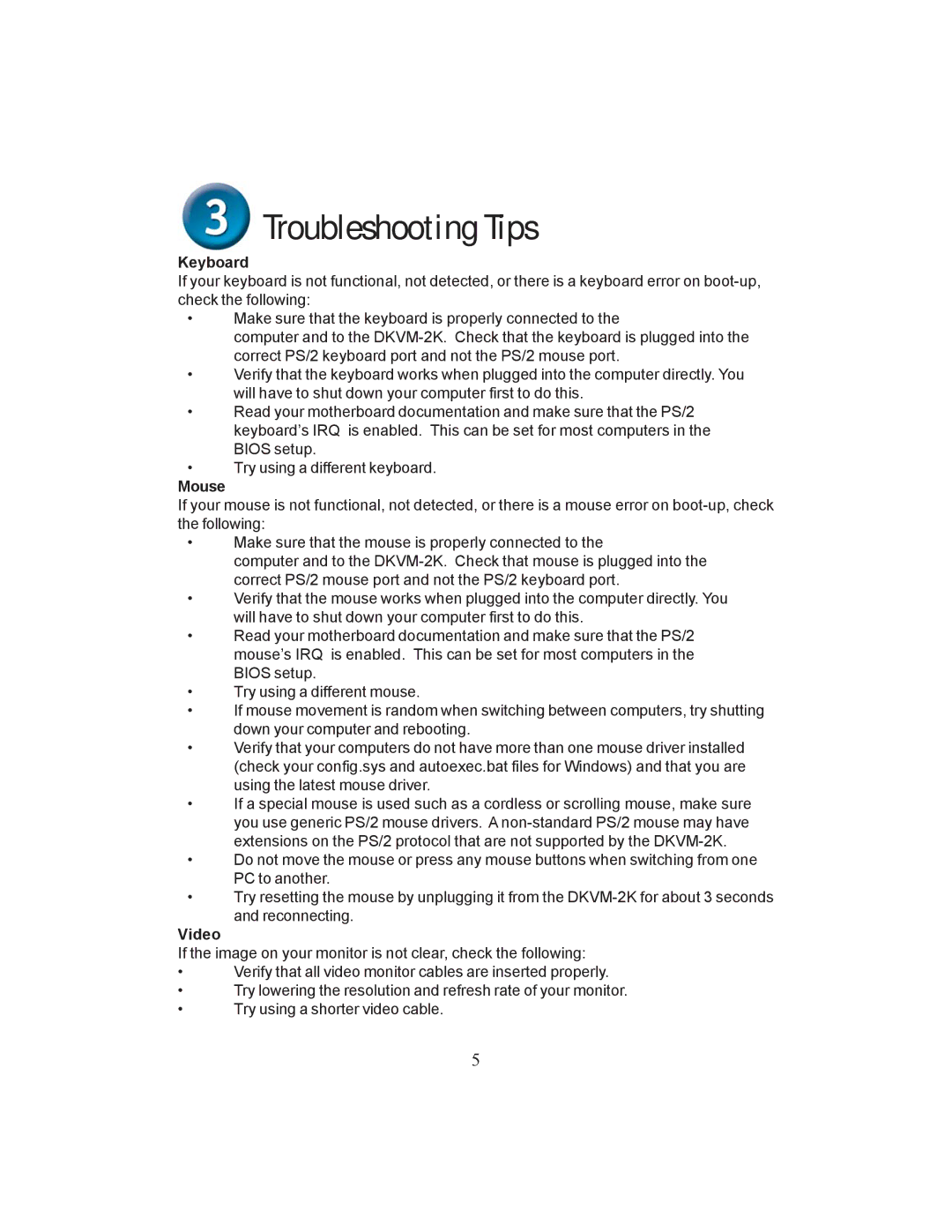 D-Link dkvm-2k specifications Troubleshooting Tips, Keyboard 