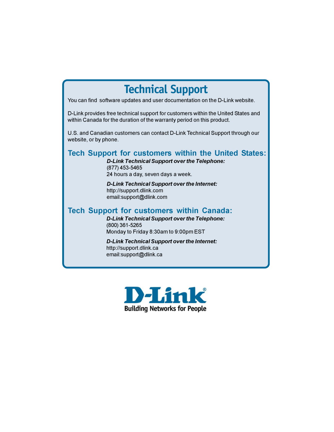 D-Link dkvm-2k specifications Tech Support for customers within the United States, Tech Support for customers within Canada 