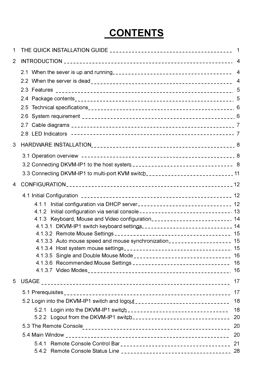 D-Link DKVM-IP1 manual Contents 