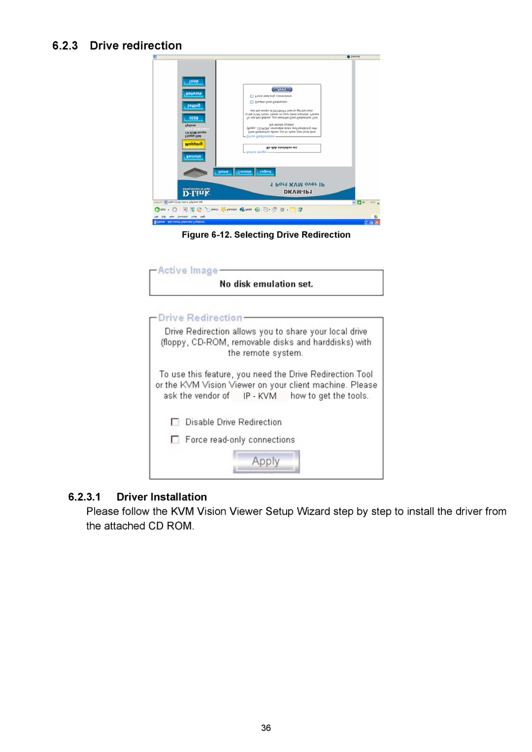 D-Link DKVM-IP1 manual Drive redirection, Driver Installation 