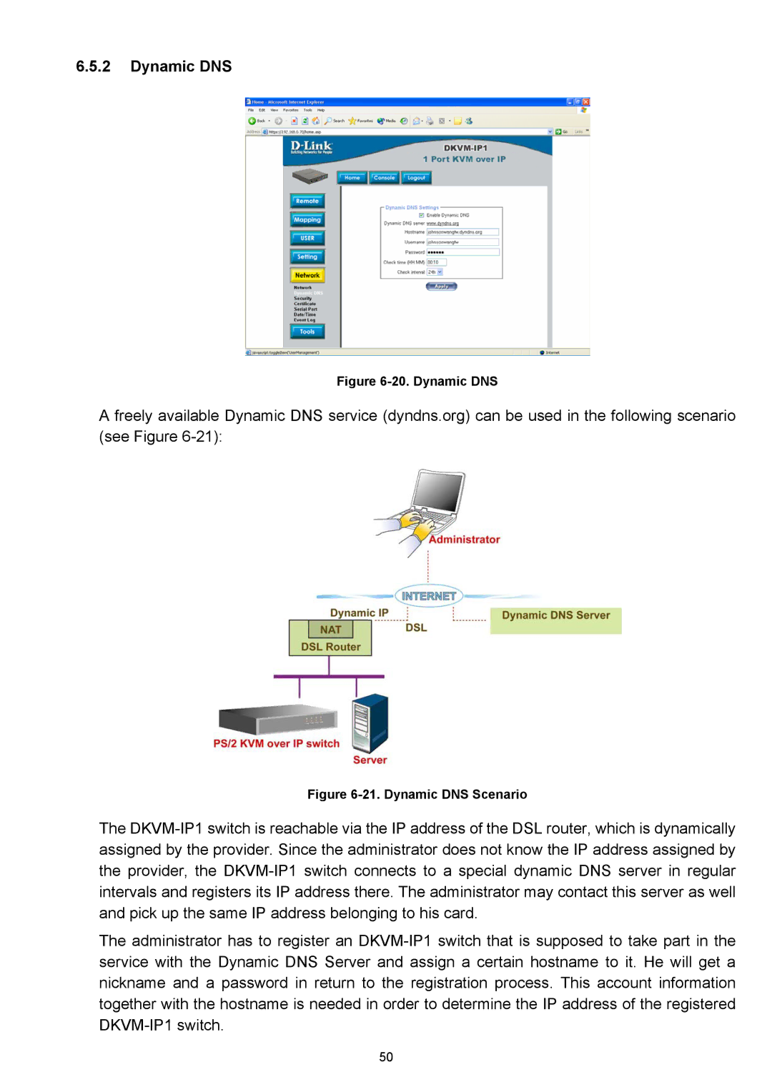 D-Link DKVM-IP1 manual Dynamic DNS 