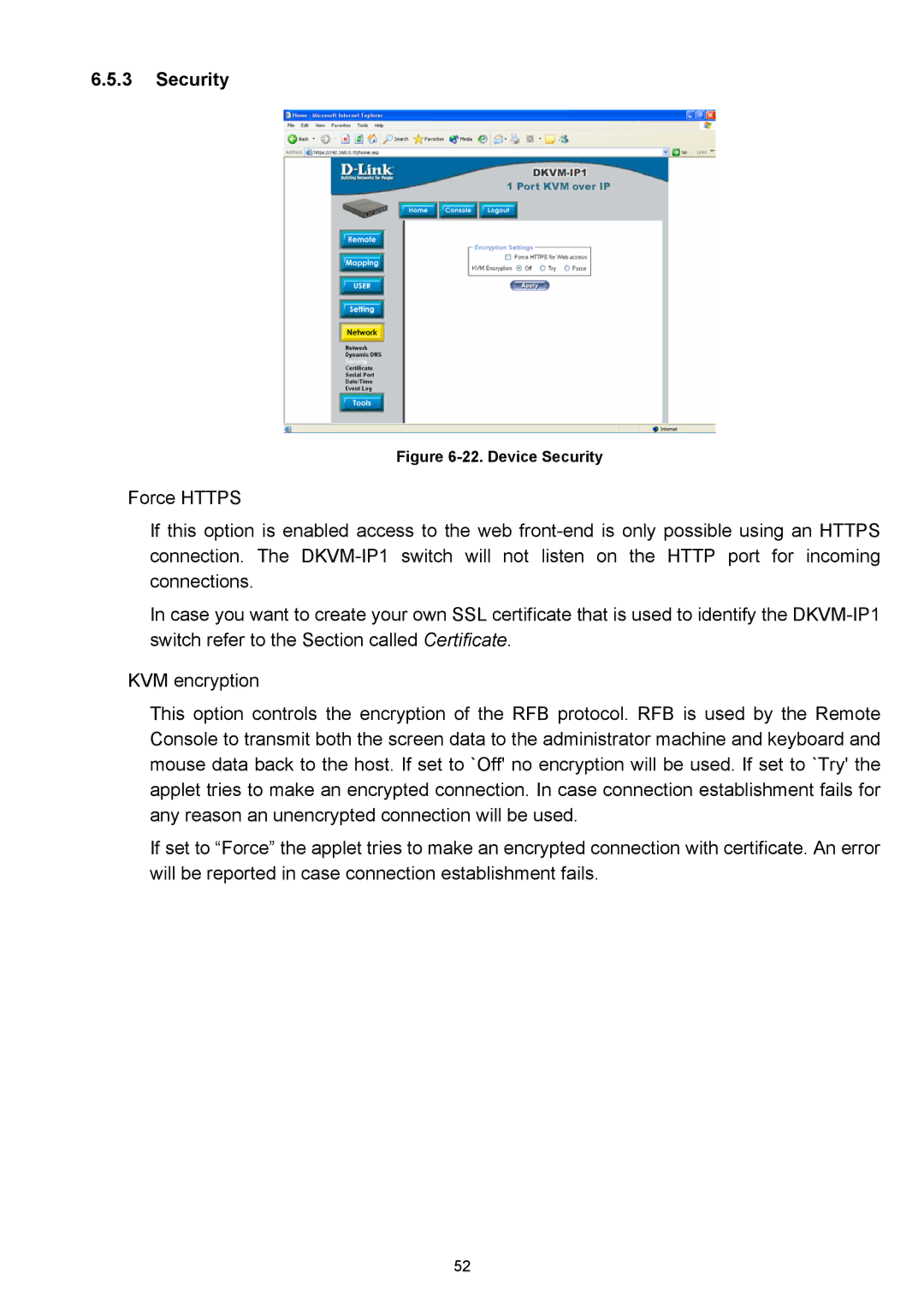 D-Link DKVM-IP1 manual Device Security 