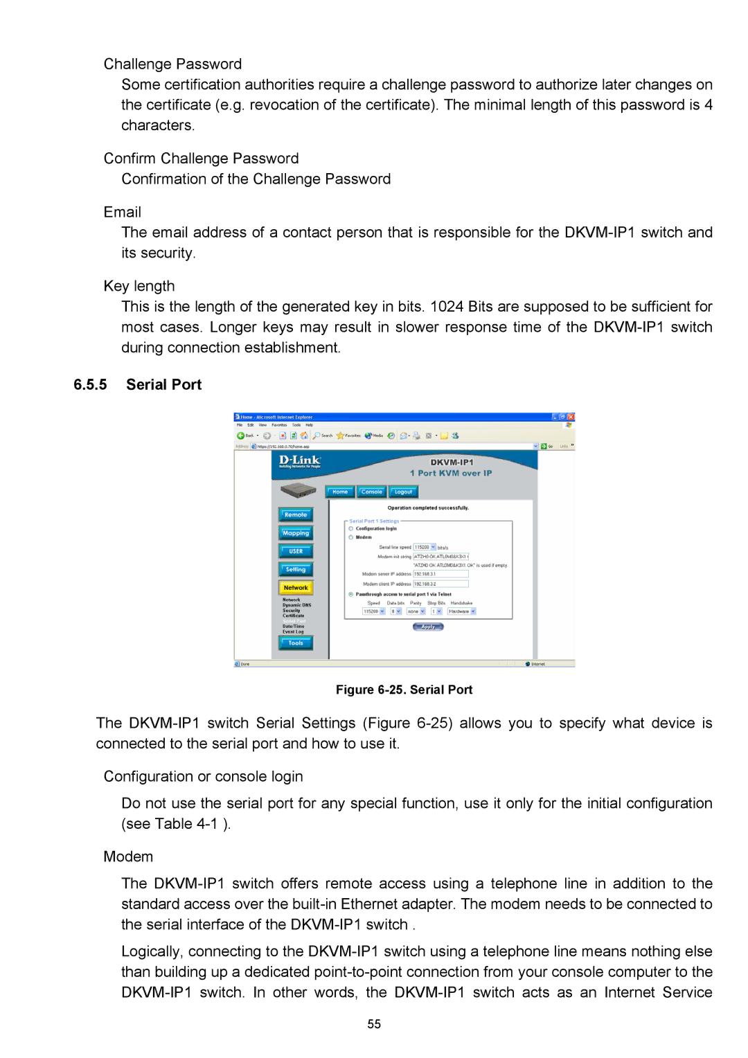 D-Link DKVM-IP1 manual Serial Port 