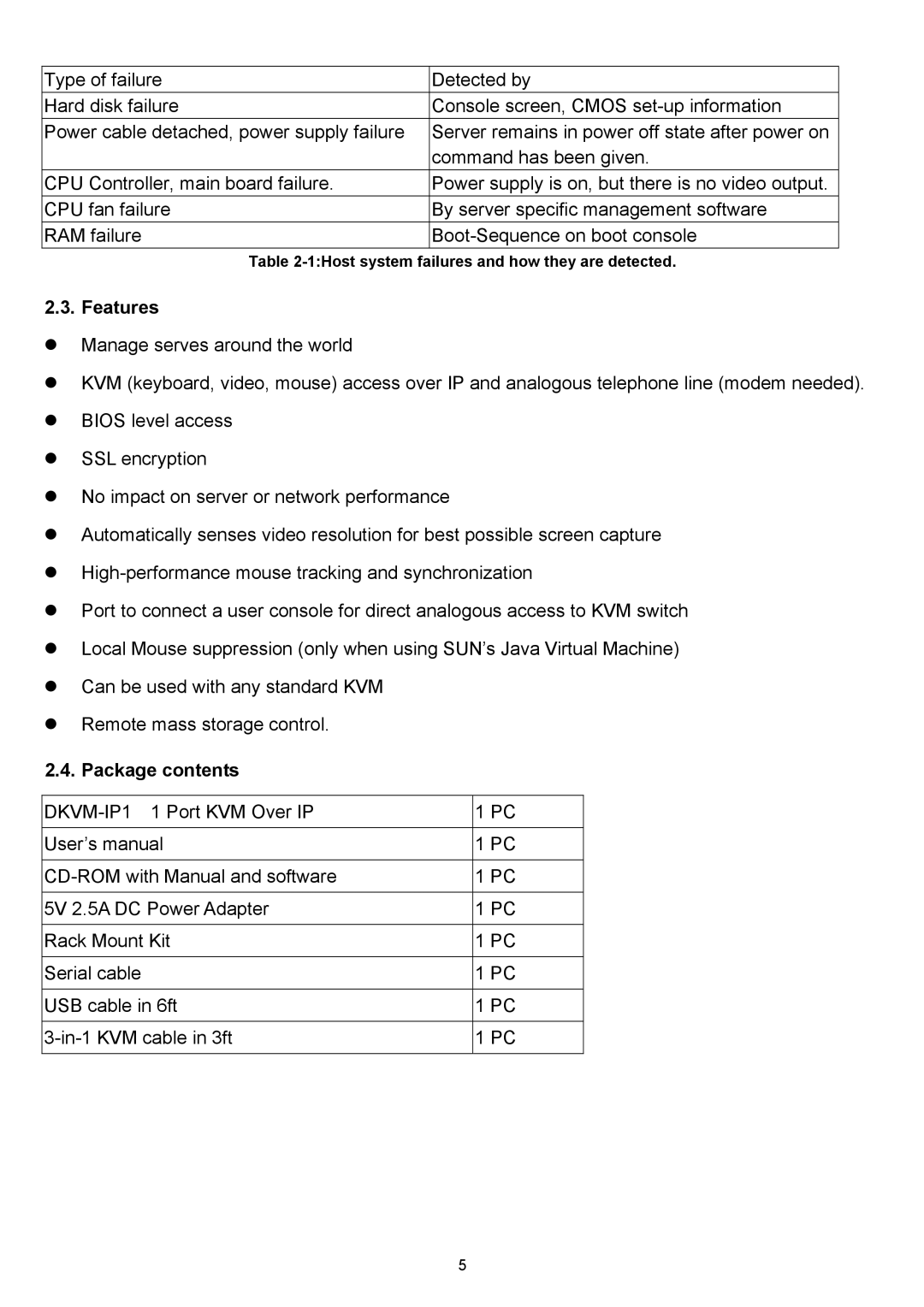 D-Link DKVM-IP1 manual Features, Package contents 