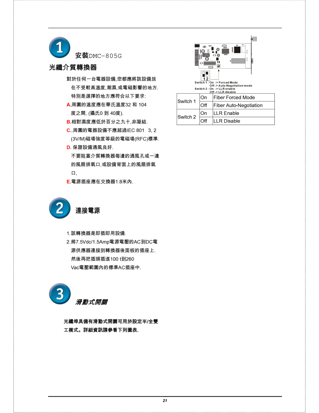 D-Link DMC-805G user manual 光纖介質轉換器 