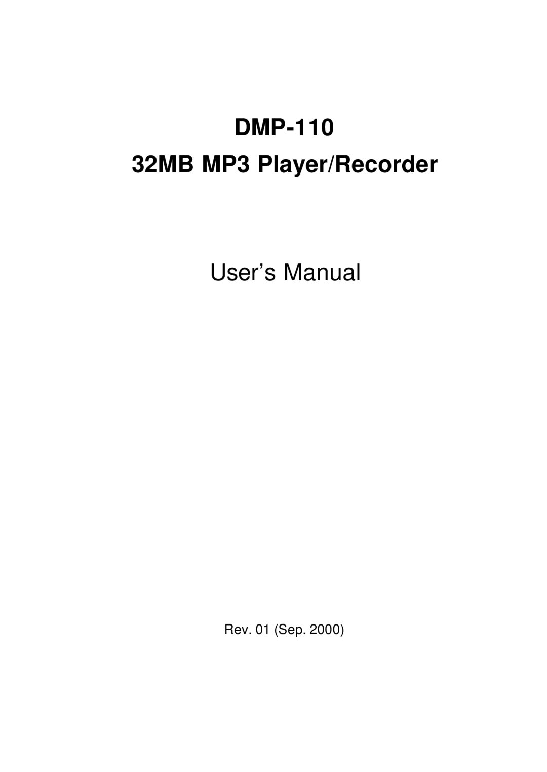 D-Link user manual DMP-110 32MB MP3 Player/Recorder 