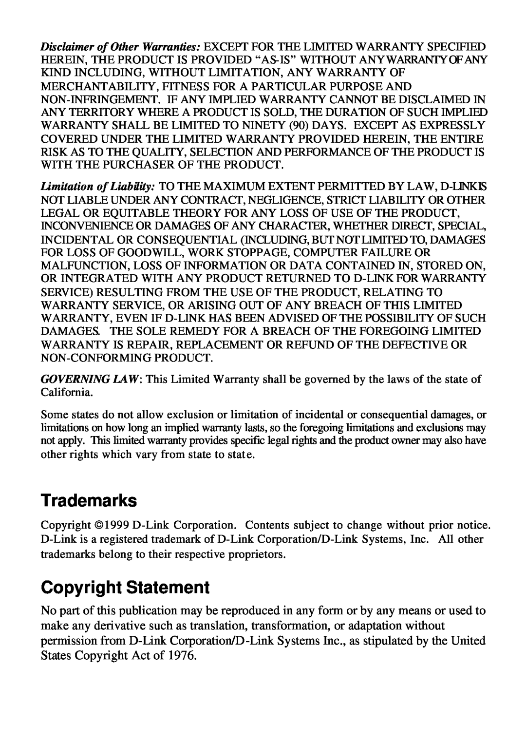 D-Link DMP-CD100 user manual Trademarks, Copyright Statement 