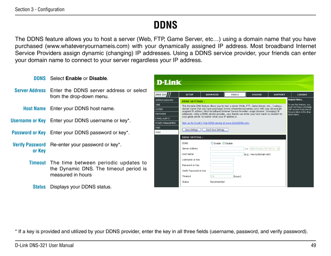 D-Link DNS-321 manual Ddns 