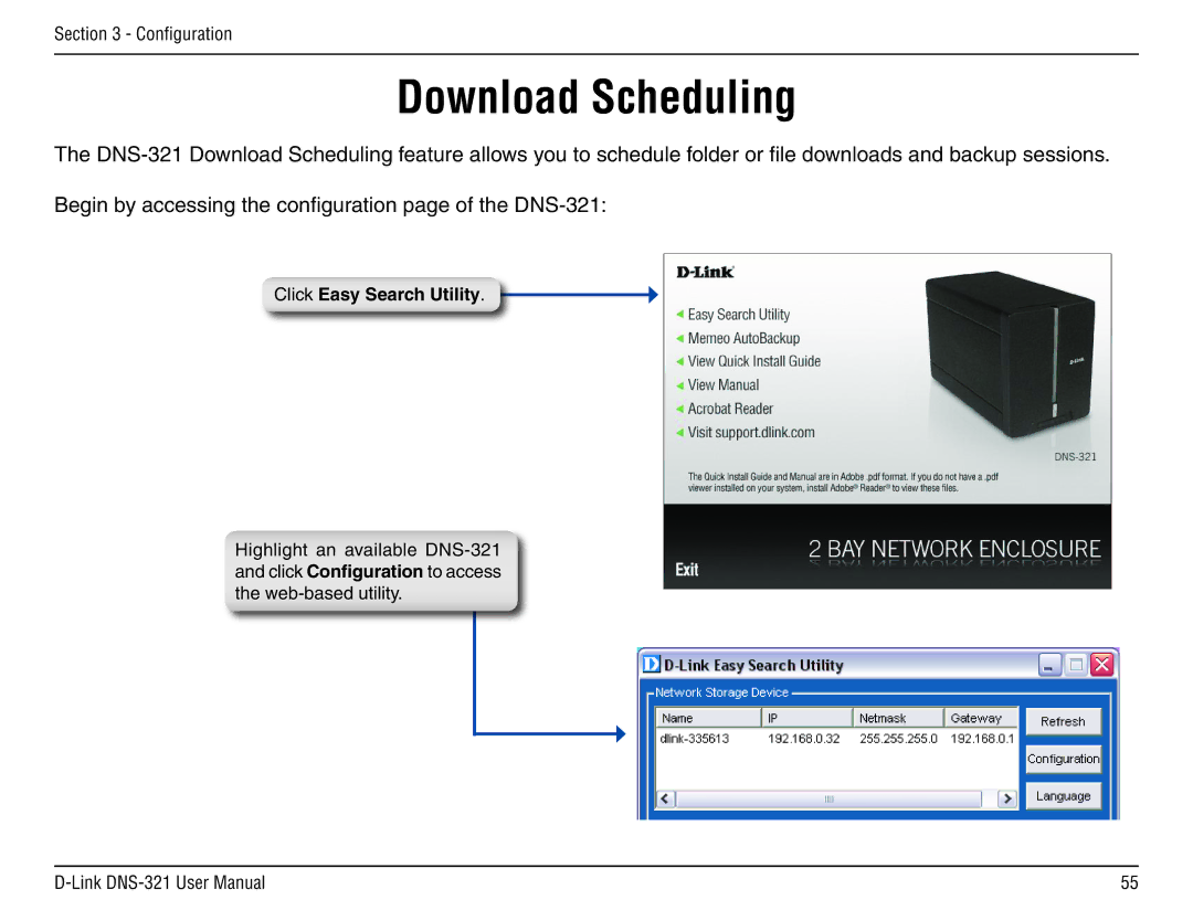 D-Link DNS-321 manual Download Scheduling 