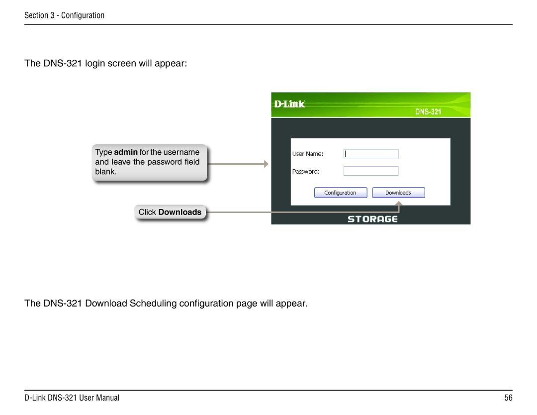 D-Link manual DNS-321 login screen will appear 