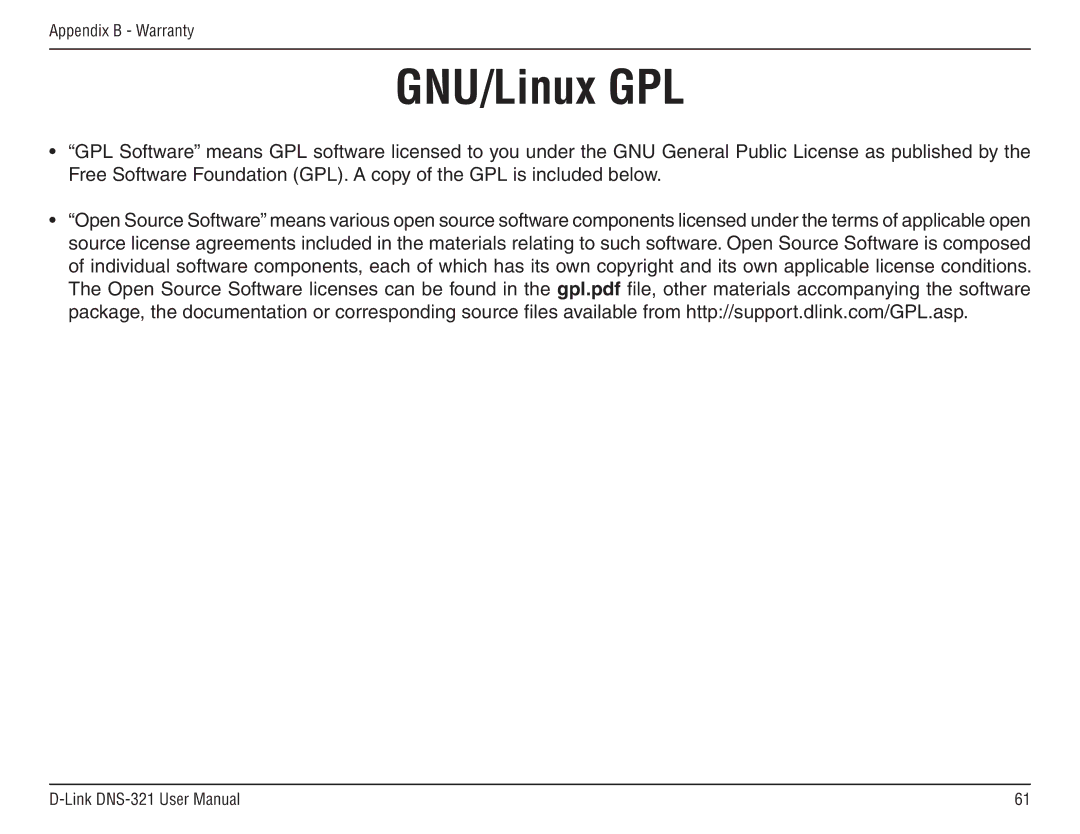 D-Link DNS-321 manual GNU/Linux GPL 