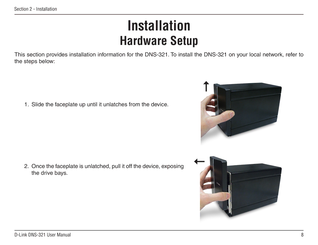 D-Link DNS-321 manual Installation, Hardware Setup 