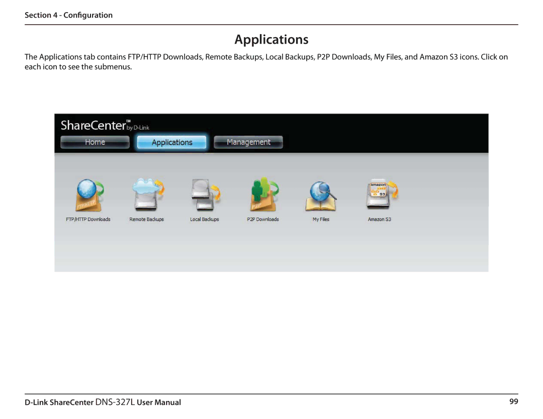 D-Link DNS327L user manual Applications 