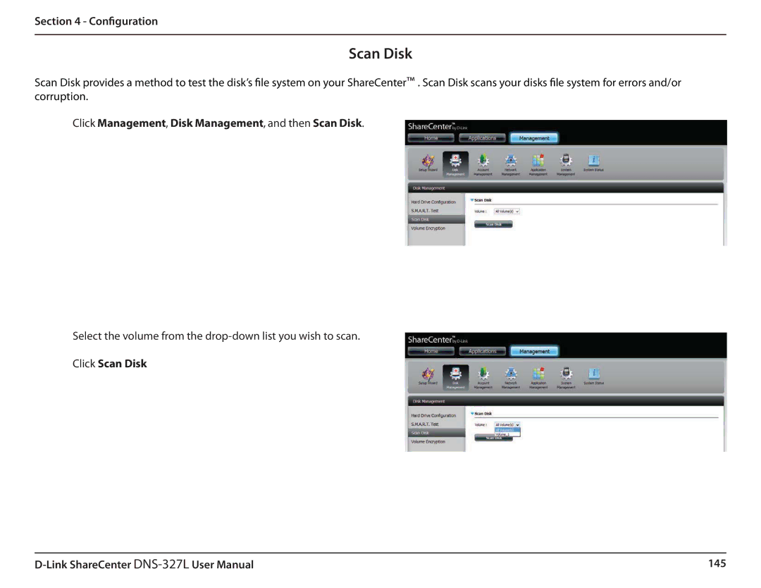 D-Link DNS327L user manual Scan Disk 