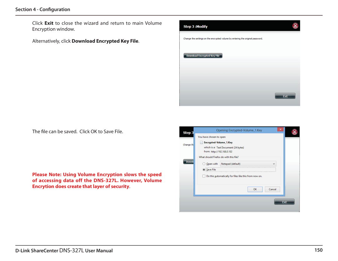 D-Link DNS327L user manual Alternatively, click Download Encrypted Key File 