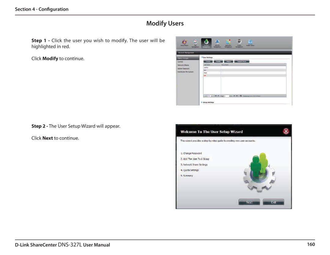 D-Link DNS327L user manual Modify Users 