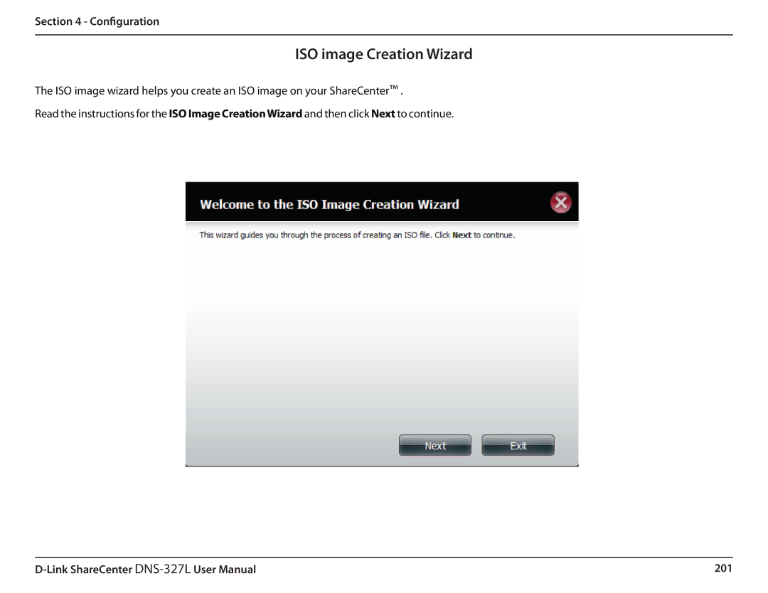 D-Link DNS327L user manual ISO image Creation Wizard 