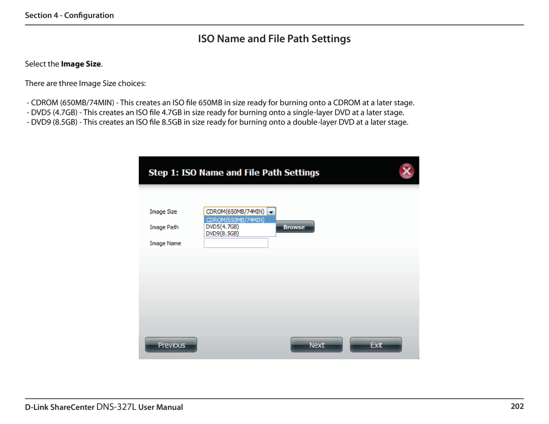 D-Link DNS327L user manual ISO Name and File Path Settings 