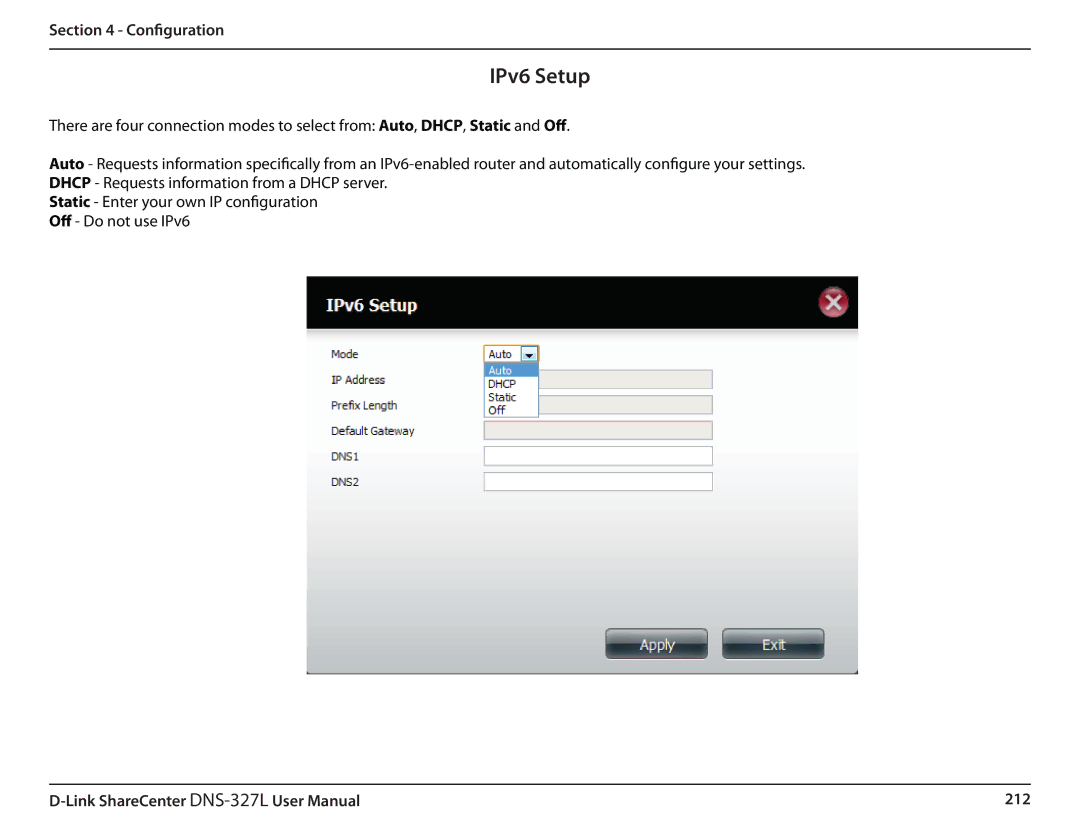 D-Link DNS327L user manual IPv6 Setup 