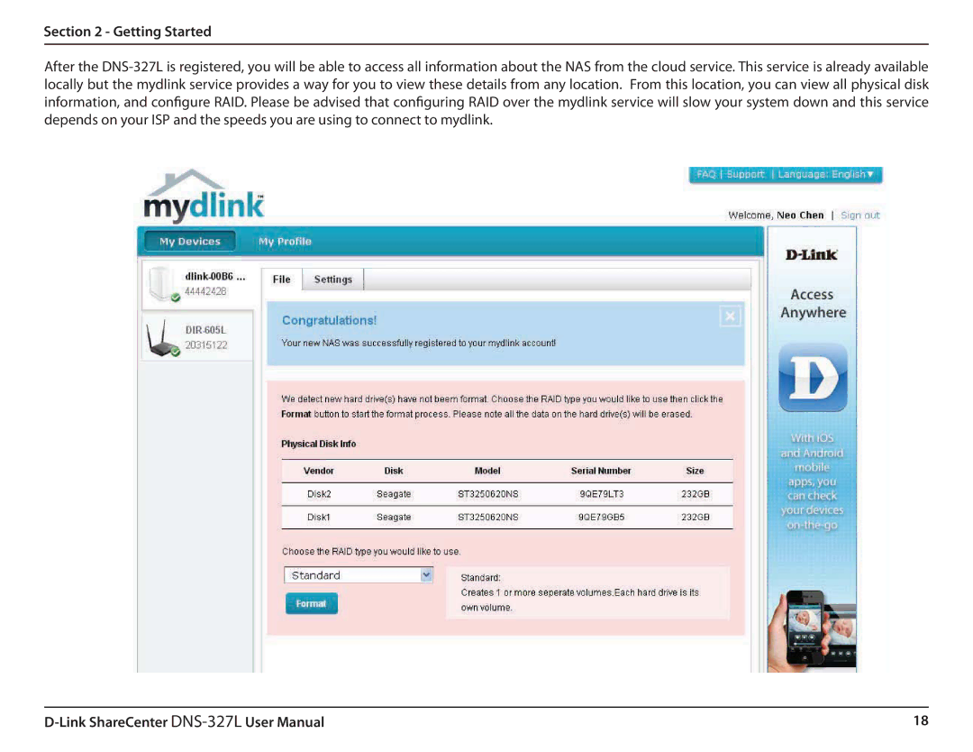 D-Link DNS327L user manual Getting Started 