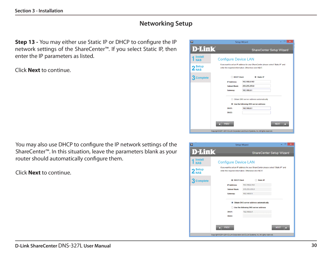 D-Link DNS327L user manual Networking Setup 