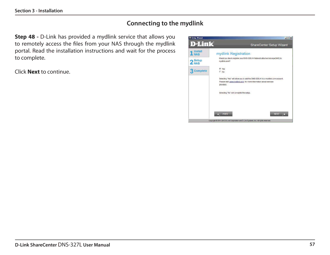 D-Link DNS327L user manual Connecting to the mydlink 