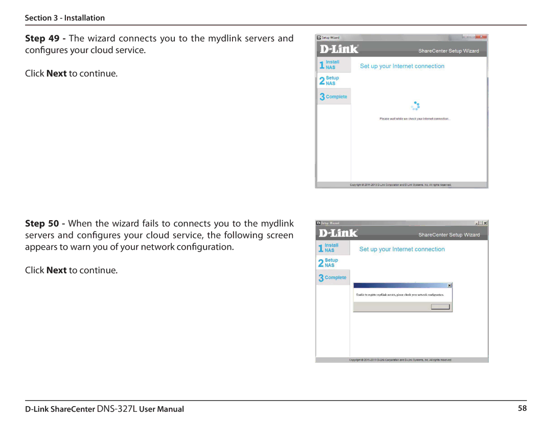 D-Link DNS327L user manual Click Next to continue 