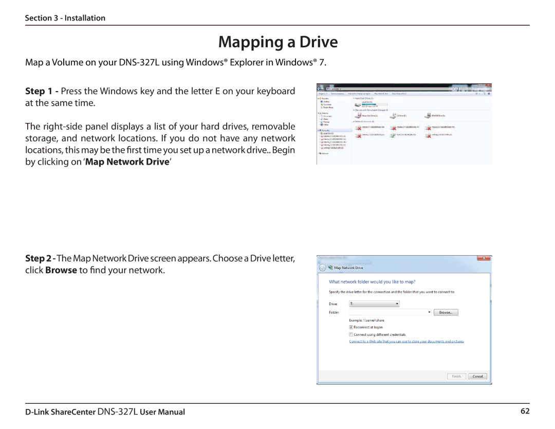 D-Link DNS327L user manual Mapping a Drive 