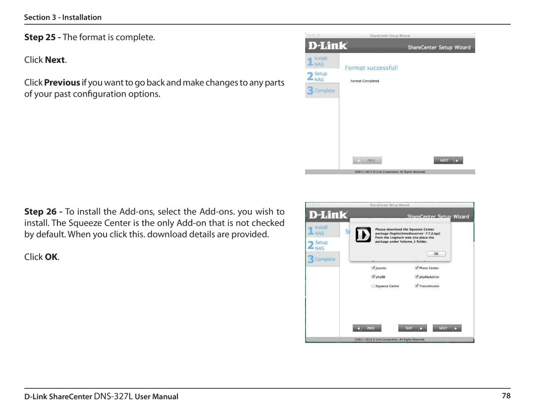 D-Link DNS327L user manual Click OK 