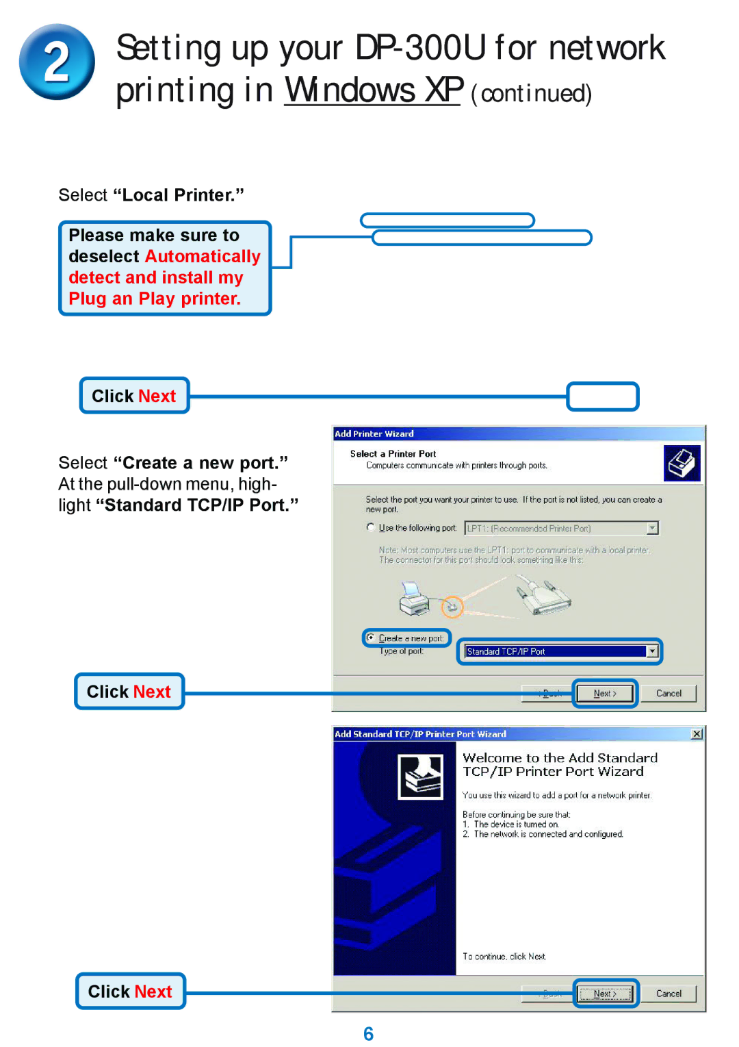 D-Link DP-300U specifications Printing in Windows XP 