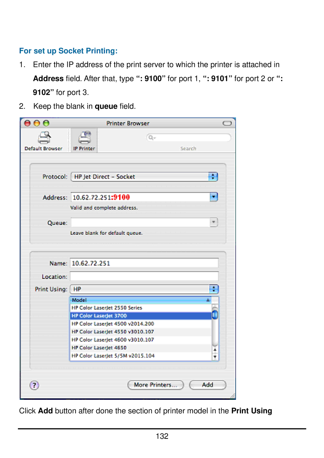 D-Link DP-300U manual For set up Socket Printing 