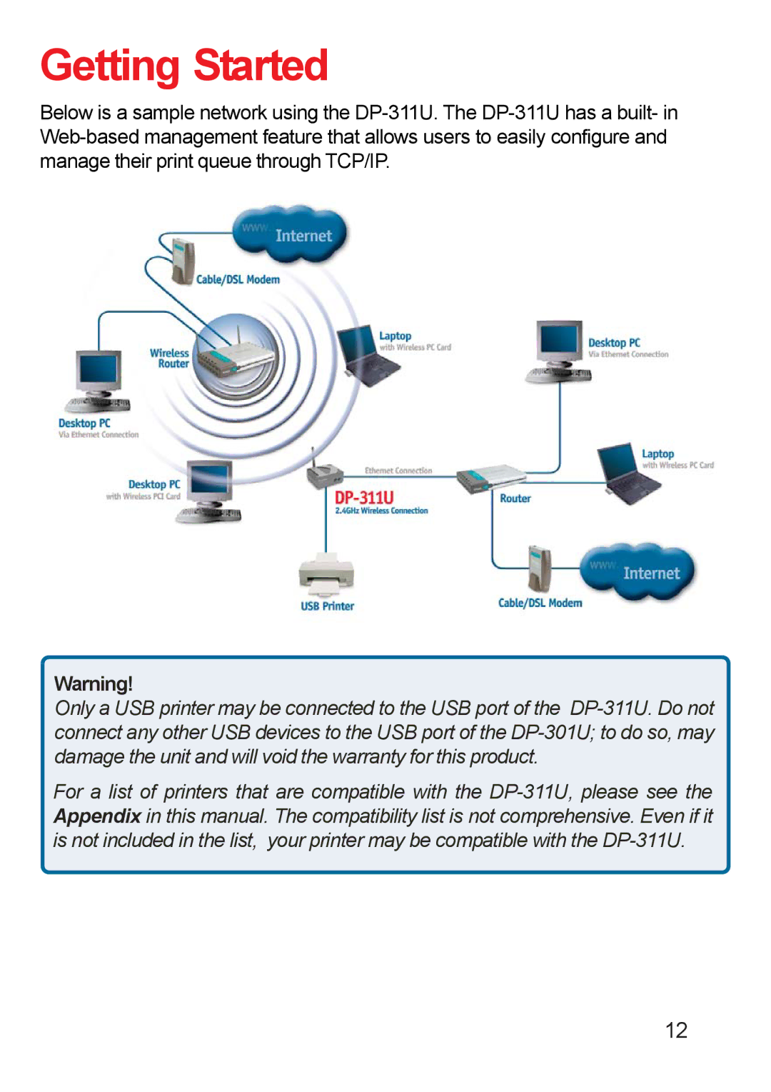 D-Link DP-311u manual Getting Started 