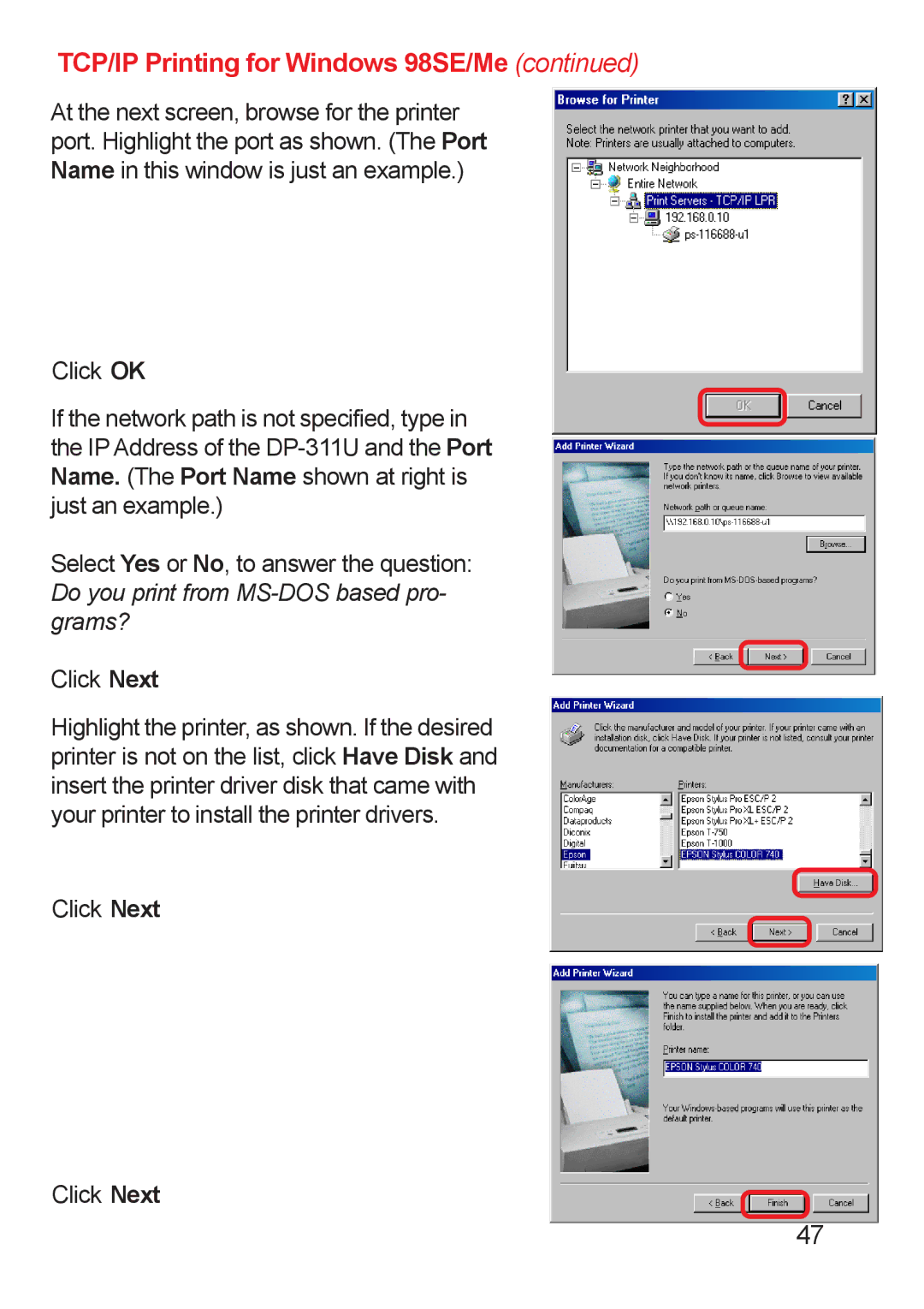 D-Link DP-311u manual Click Next 