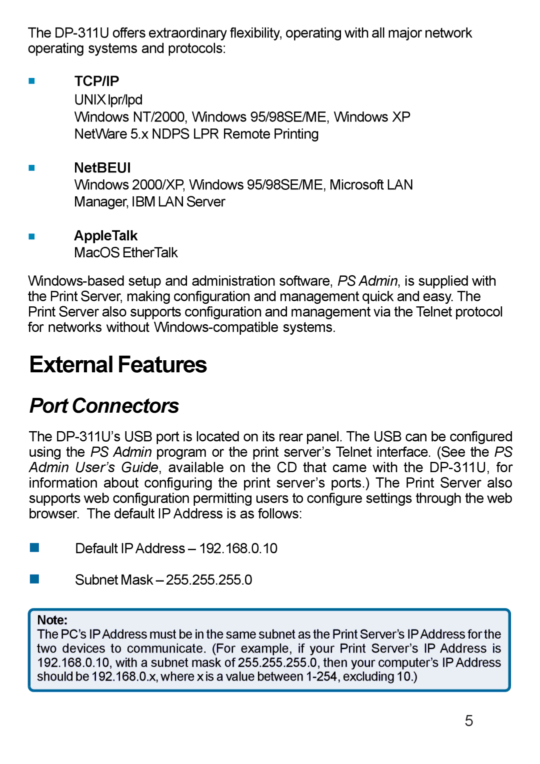 D-Link DP-311u manual NetBEUI, AppleTalk 