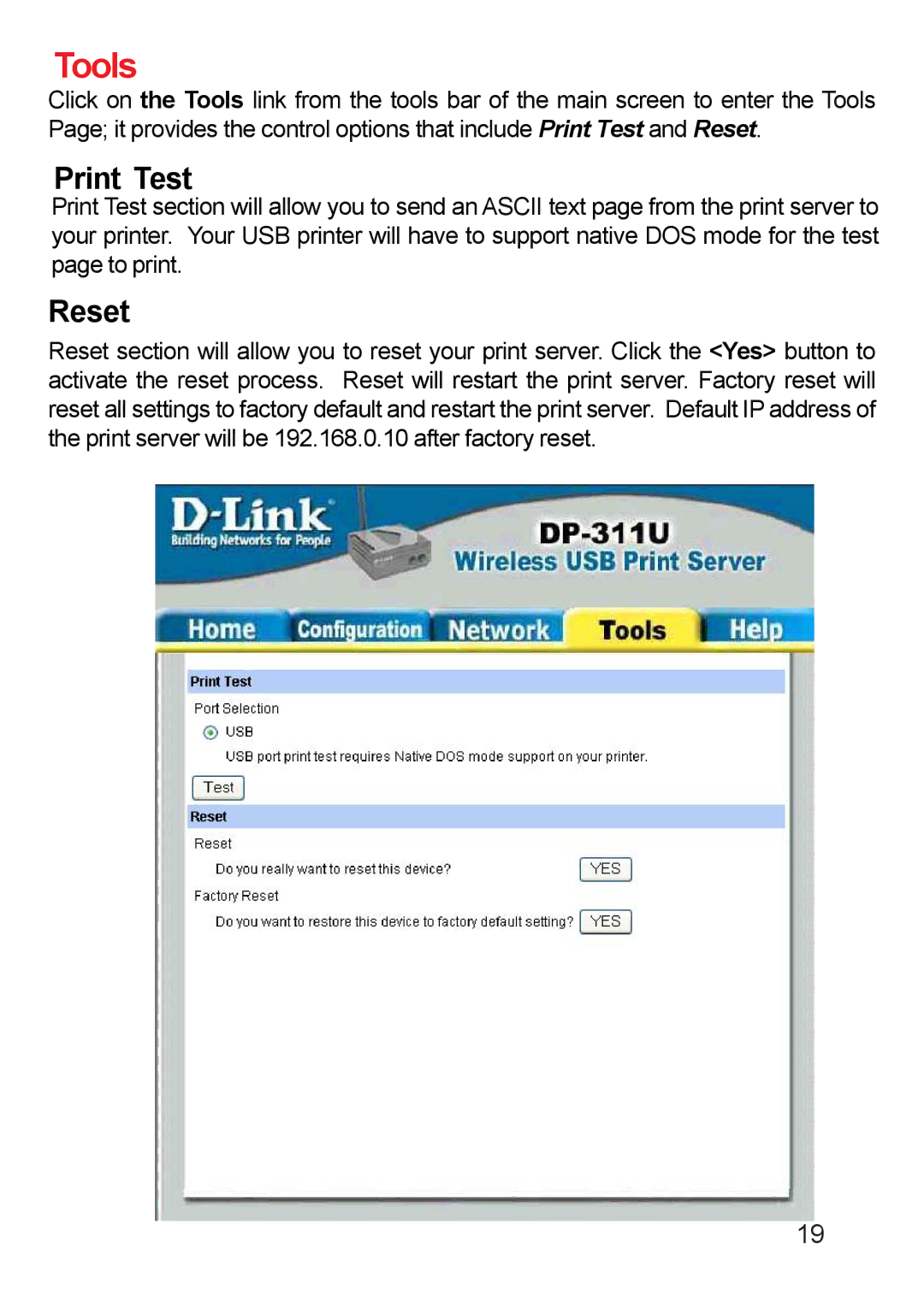 D-Link DP-311u manual Tools 