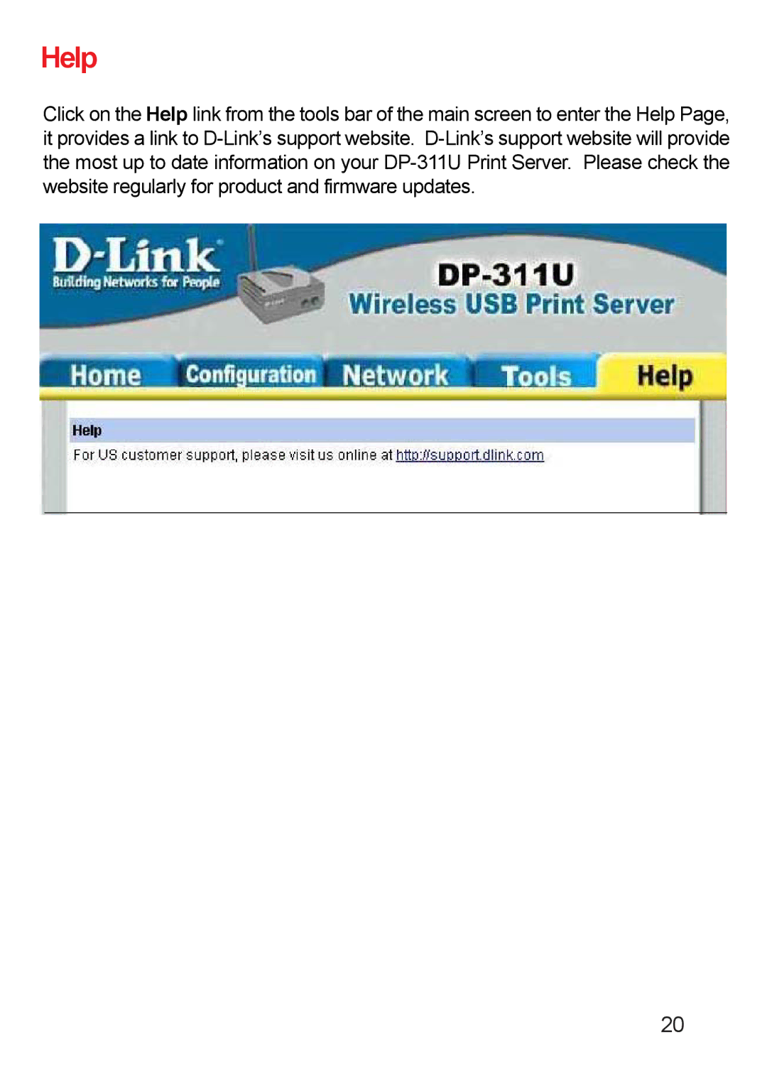 D-Link DP-311u manual Help 