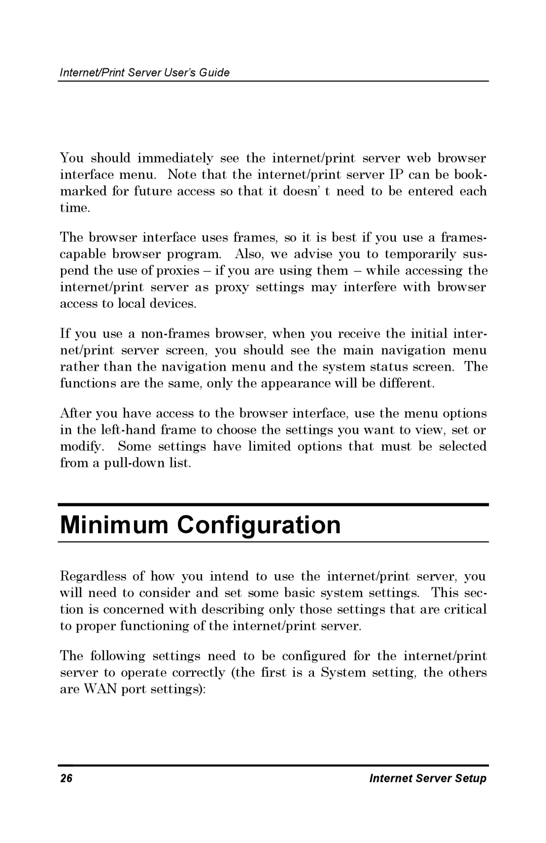 D-Link DP-802 manual Minimum Configuration 