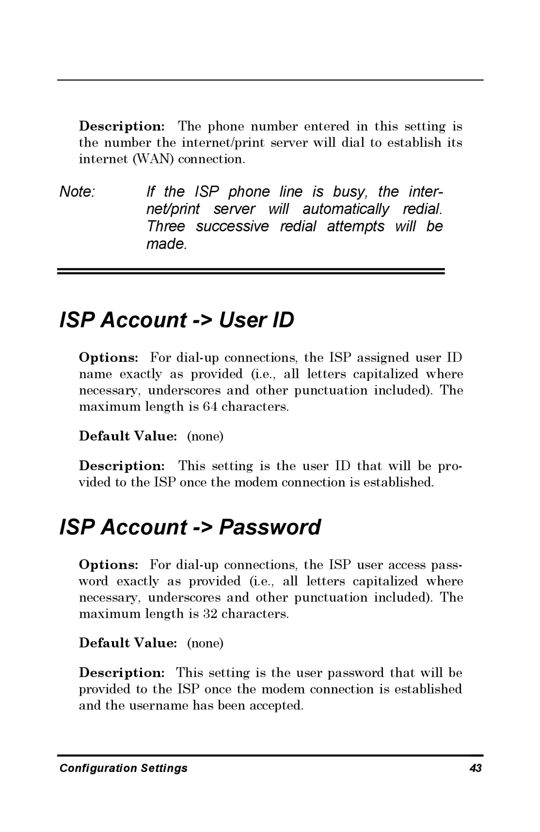 D-Link DP-802 manual ISP Account User ID 