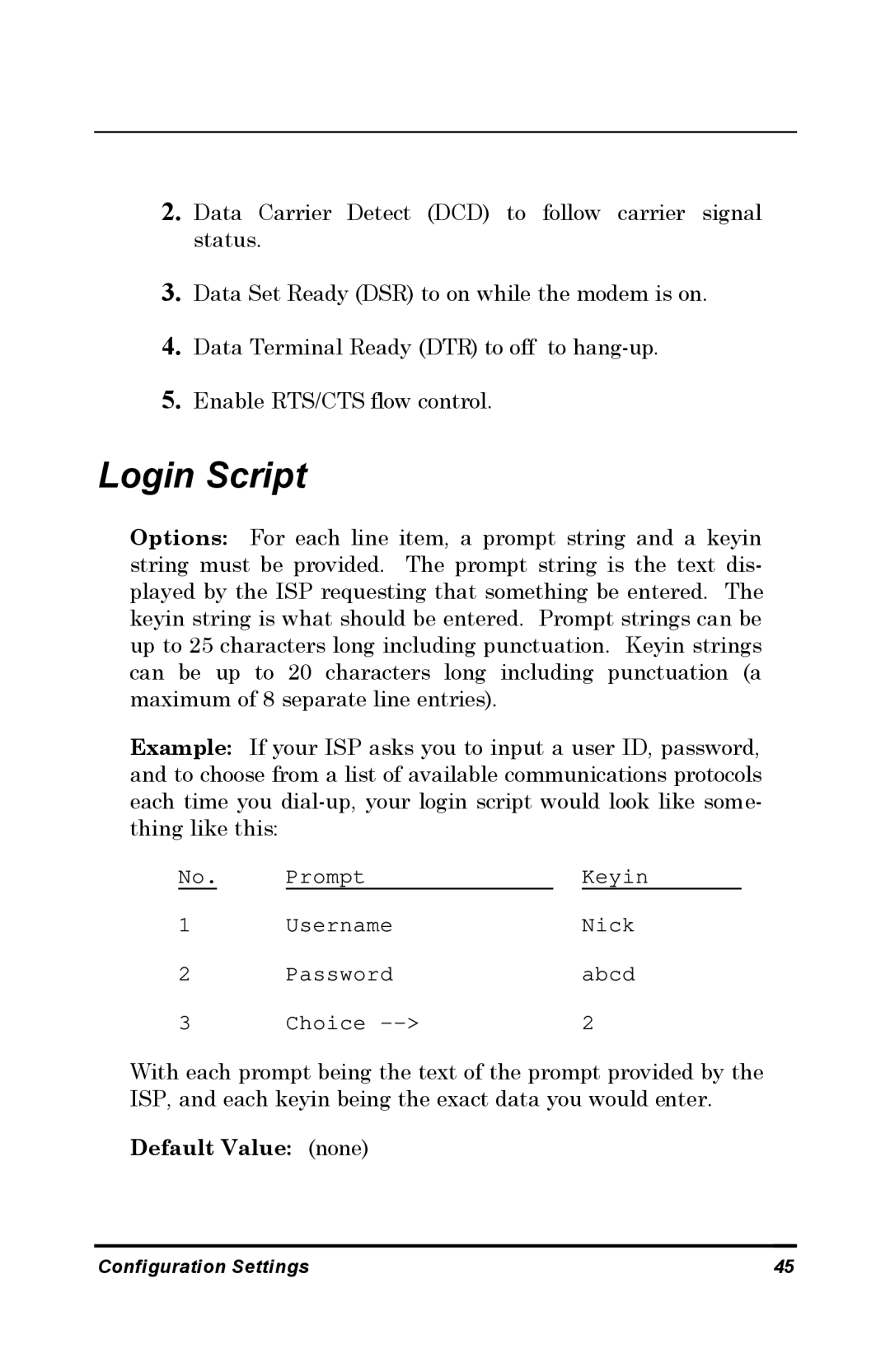 D-Link DP-802 manual Prompt Keyin Username Nick Password Abcd Choice 