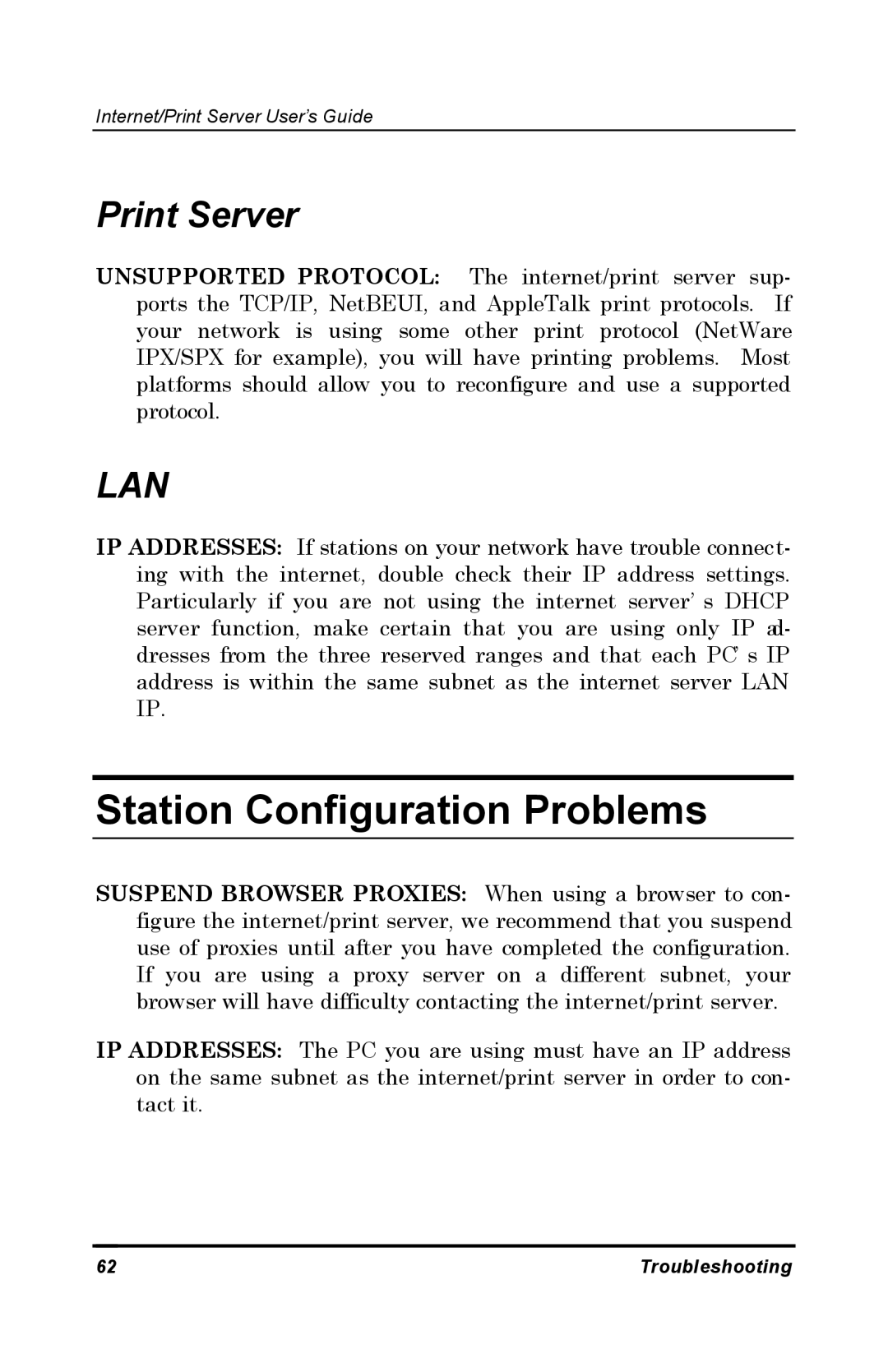 D-Link DP-802 manual Station Configuration Problems, Print Server 