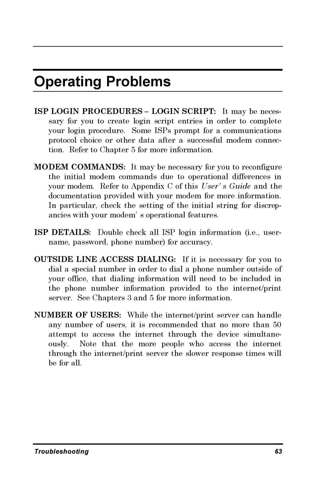 D-Link DP-802 manual Operating Problems 