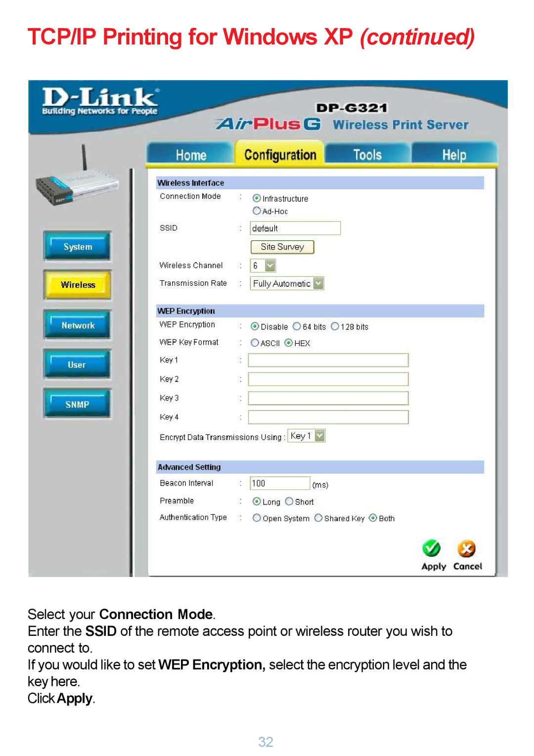 D-Link DP-G321 manual Select your Connection Mode 