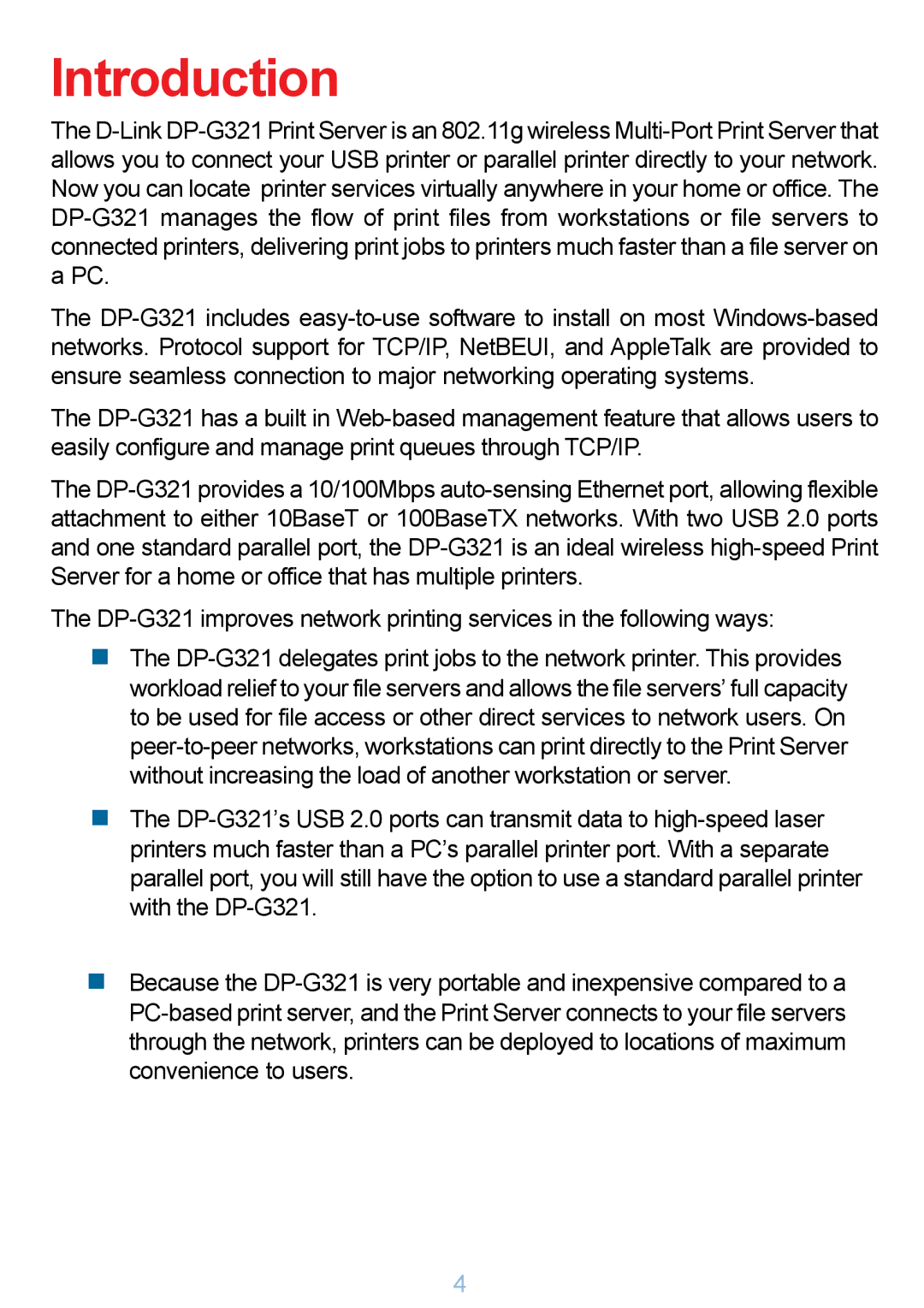 D-Link DP-G321 manual Introduction 