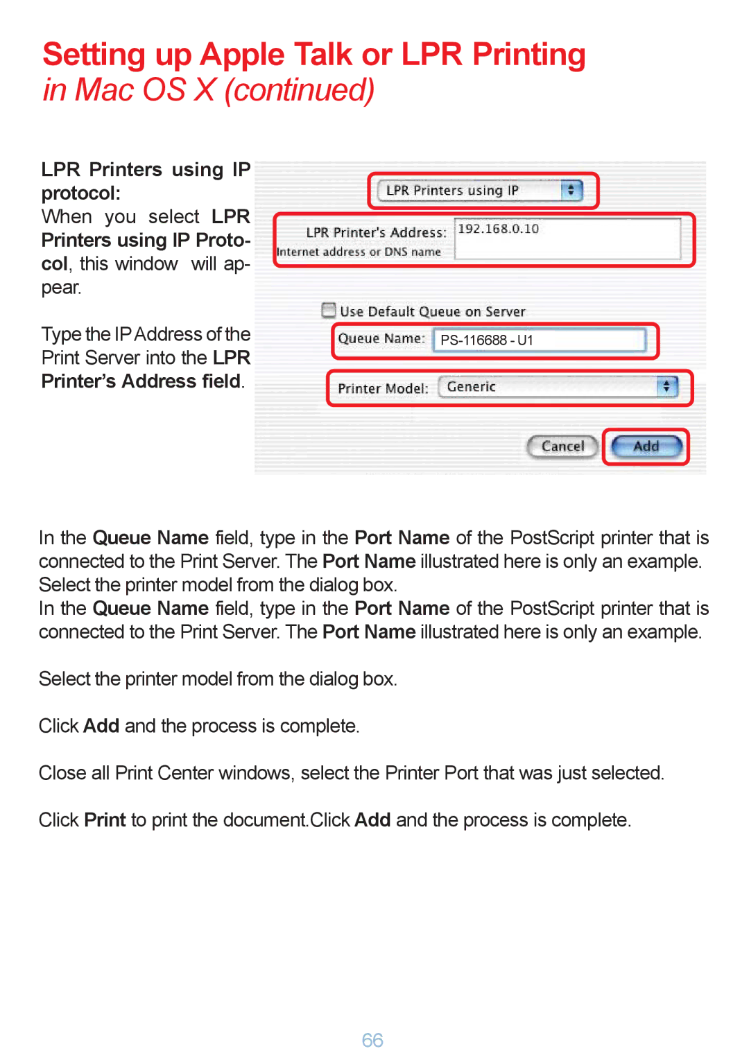 D-Link DP-G321 manual LPR Printers using IP protocol 