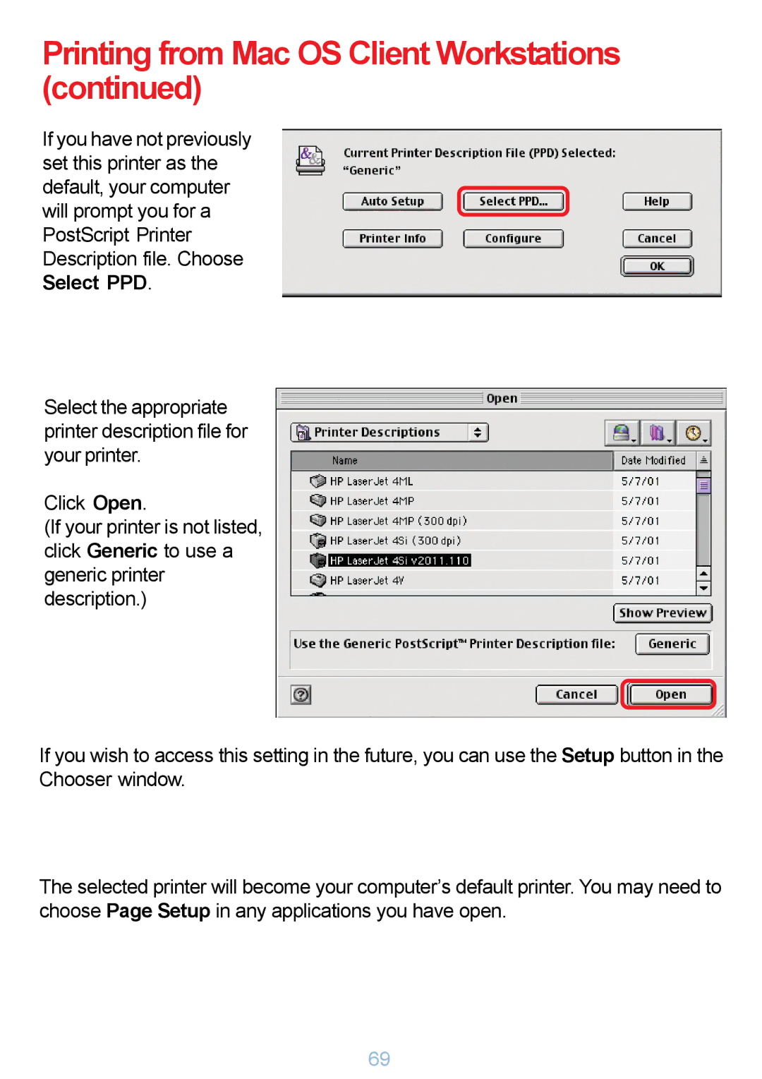 D-Link DP-G321 manual Printing from Mac OS Client Workstations 