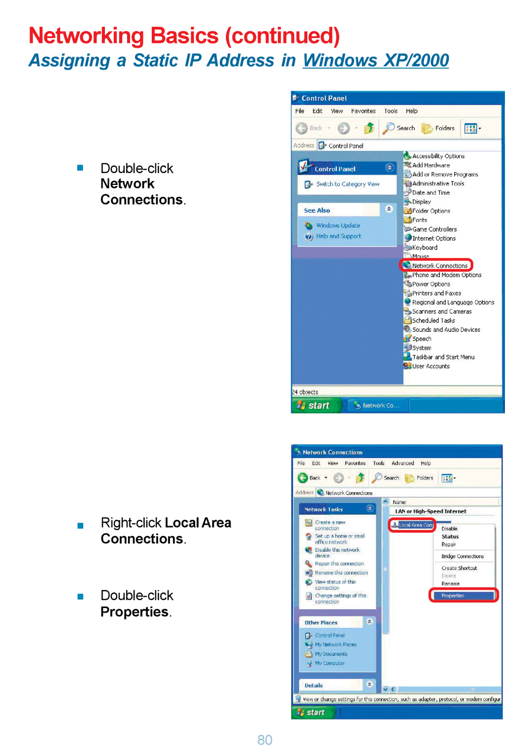 D-Link DP-G321 manual Network Connections 