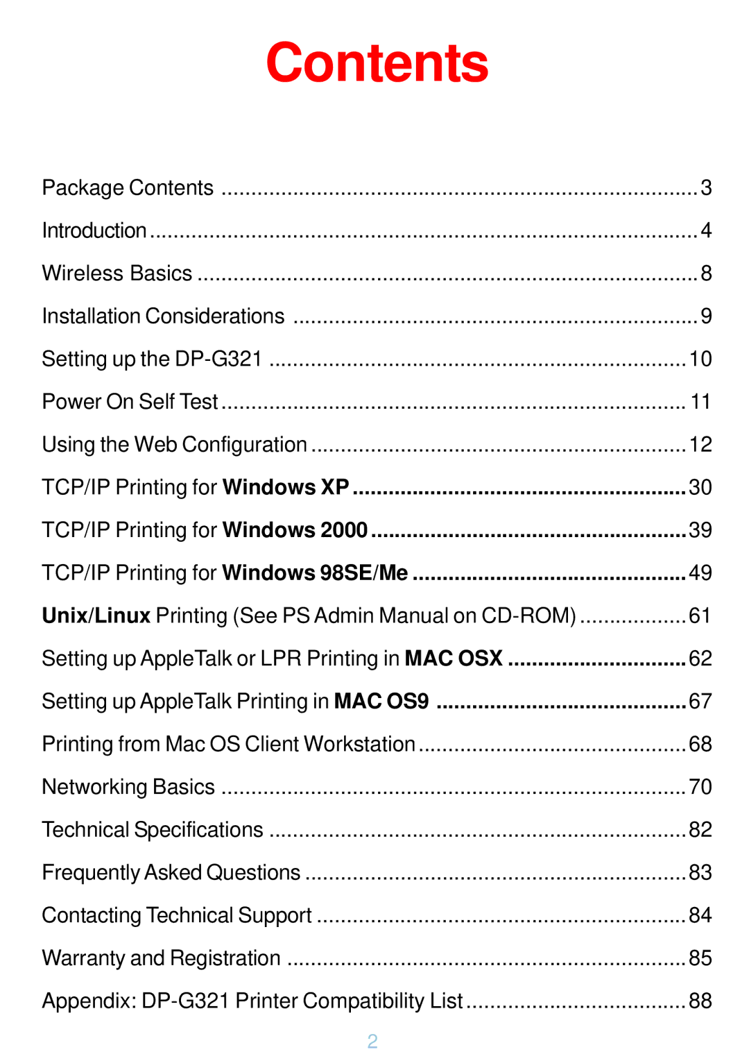 D-Link DP-G321 manual Contents 