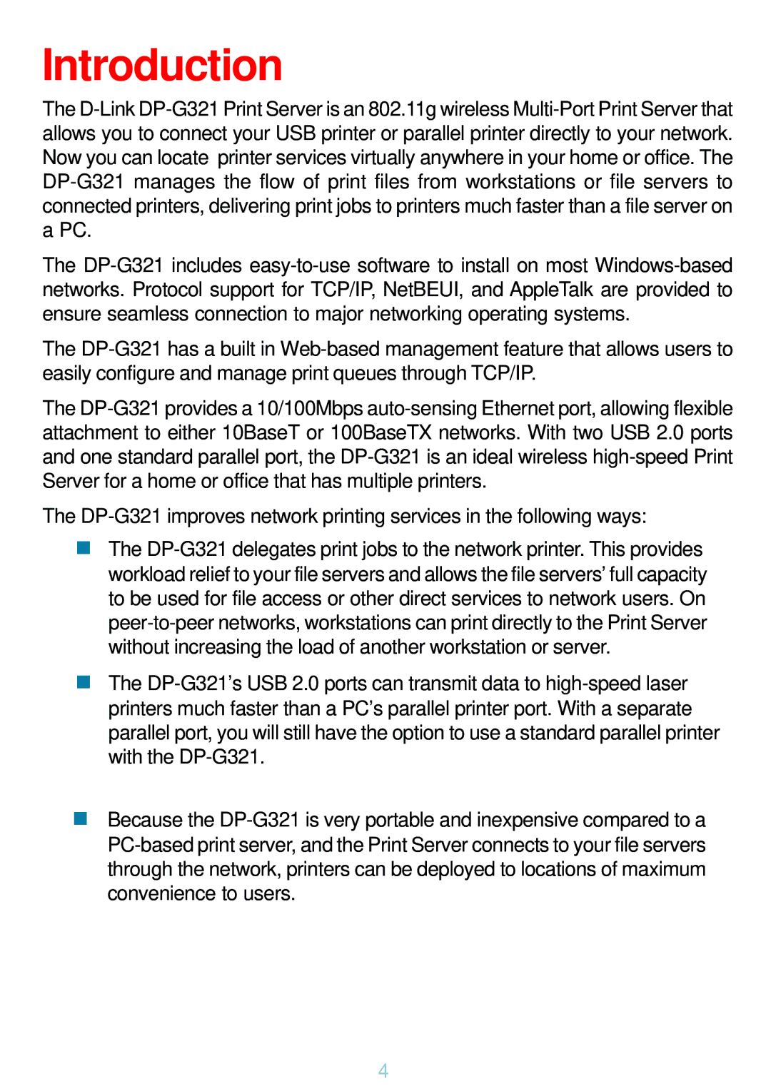 D-Link DP-G321 manual Introduction 